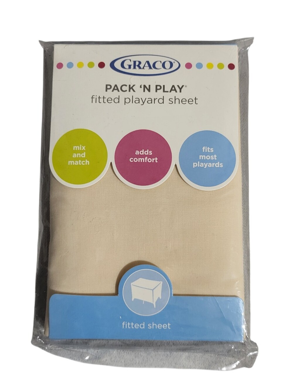 Graco Pack 'N Play Fitted Playard Sheet Cream 27" x 39" New Sealed